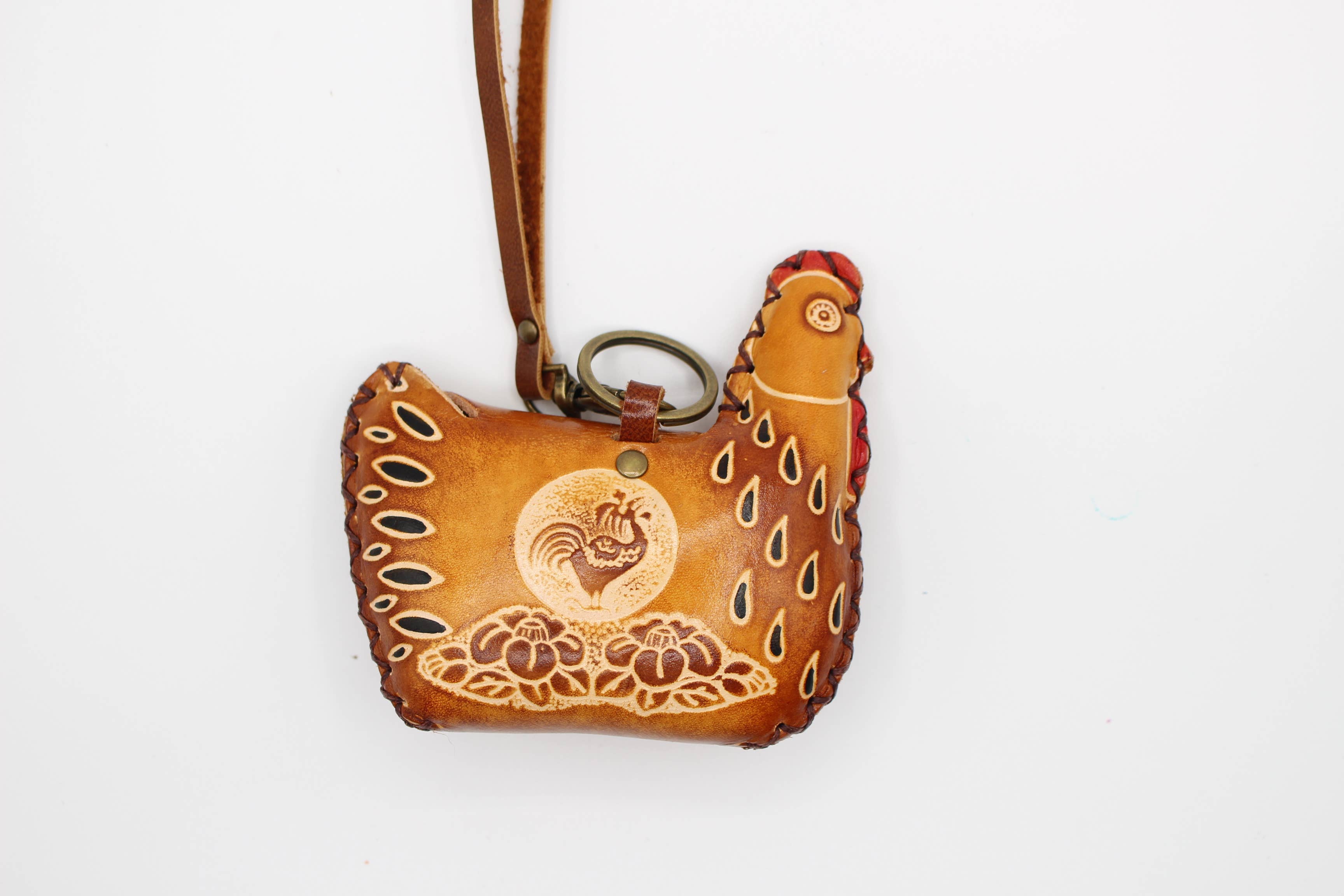Leather chicken Hen coin purse