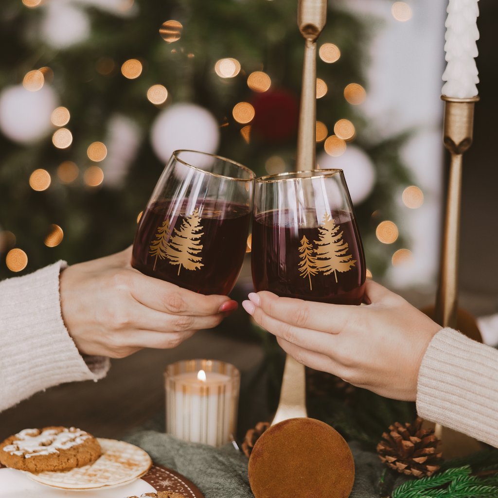 Trees Stemless Wine Glasses, Boxed Set of 2