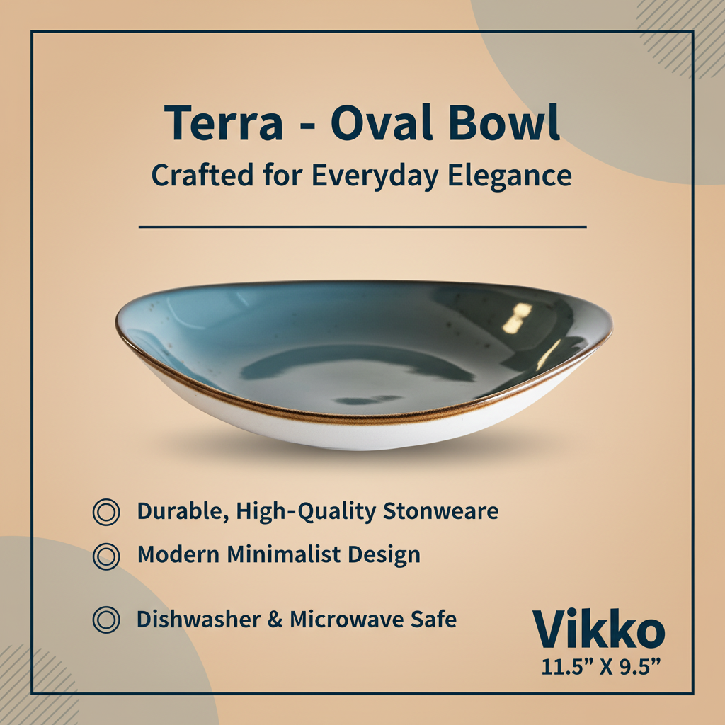 Terra - Oval Bowl, Dark Blue, 11.5" X 9.5"
