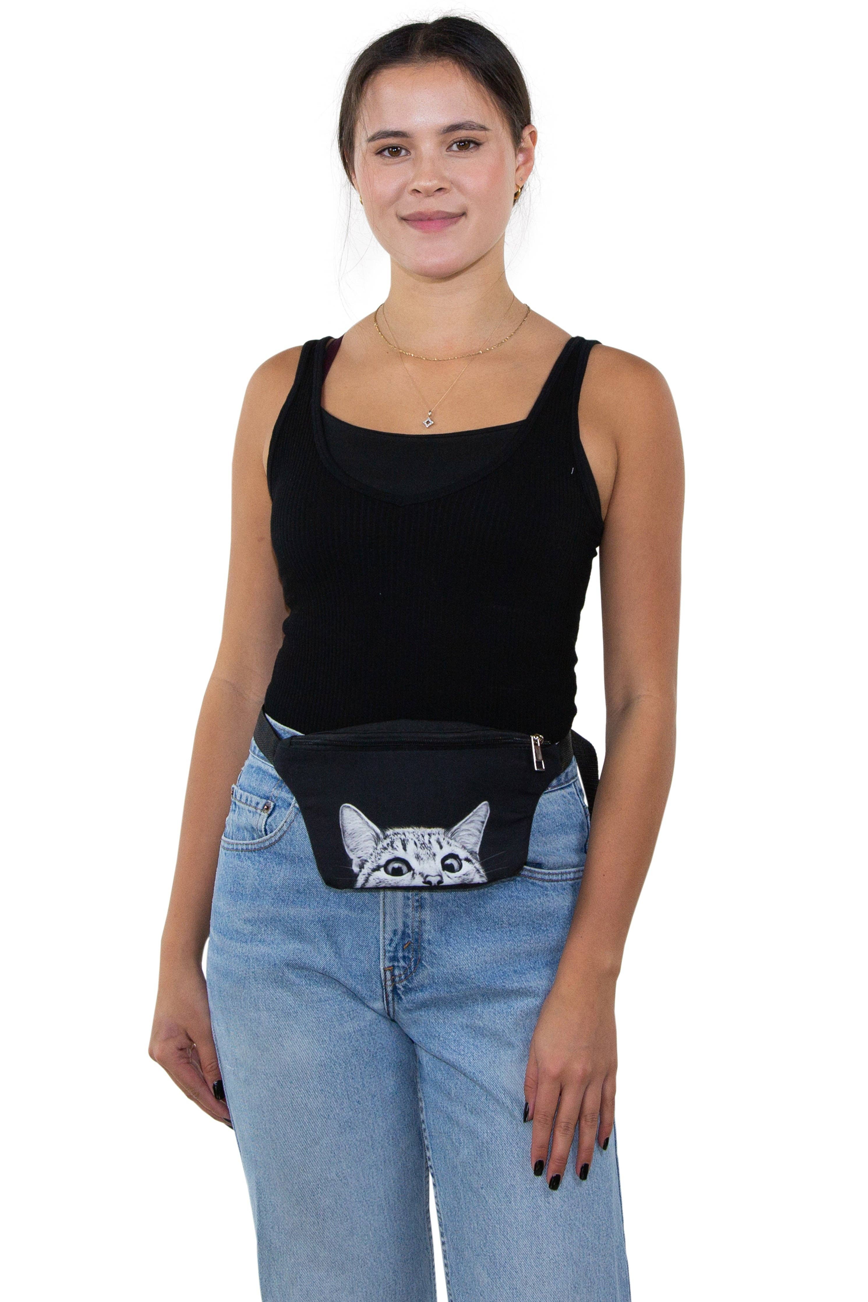 Peeking Cat Fanny in Polyester Material