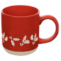 Red Holly Stoneware Coffee Mug - Christmas Decor