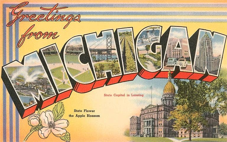 Sticker MI-535 Greetings from Michigan