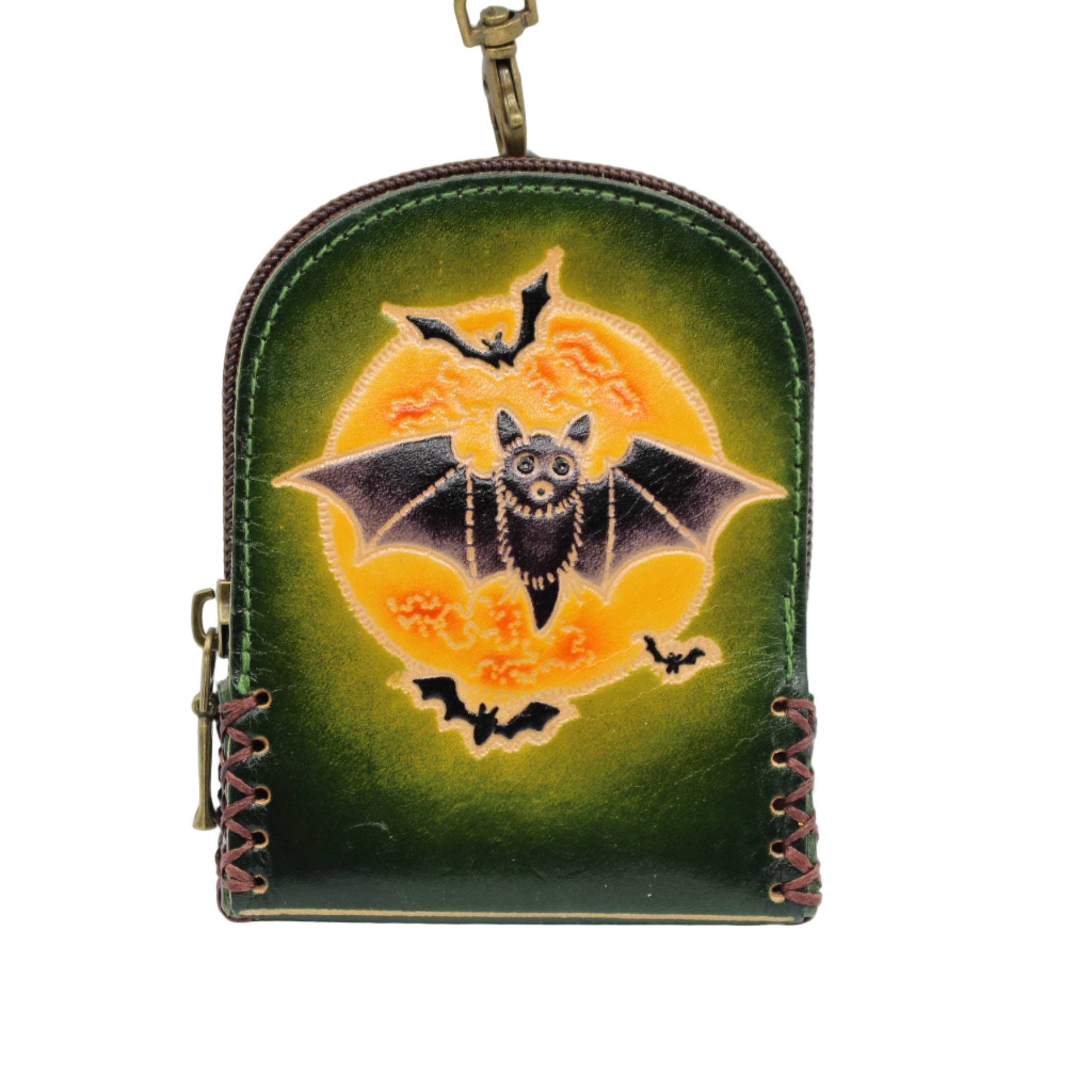 AE003 handmade leather bat coin purse wallet mini backpack