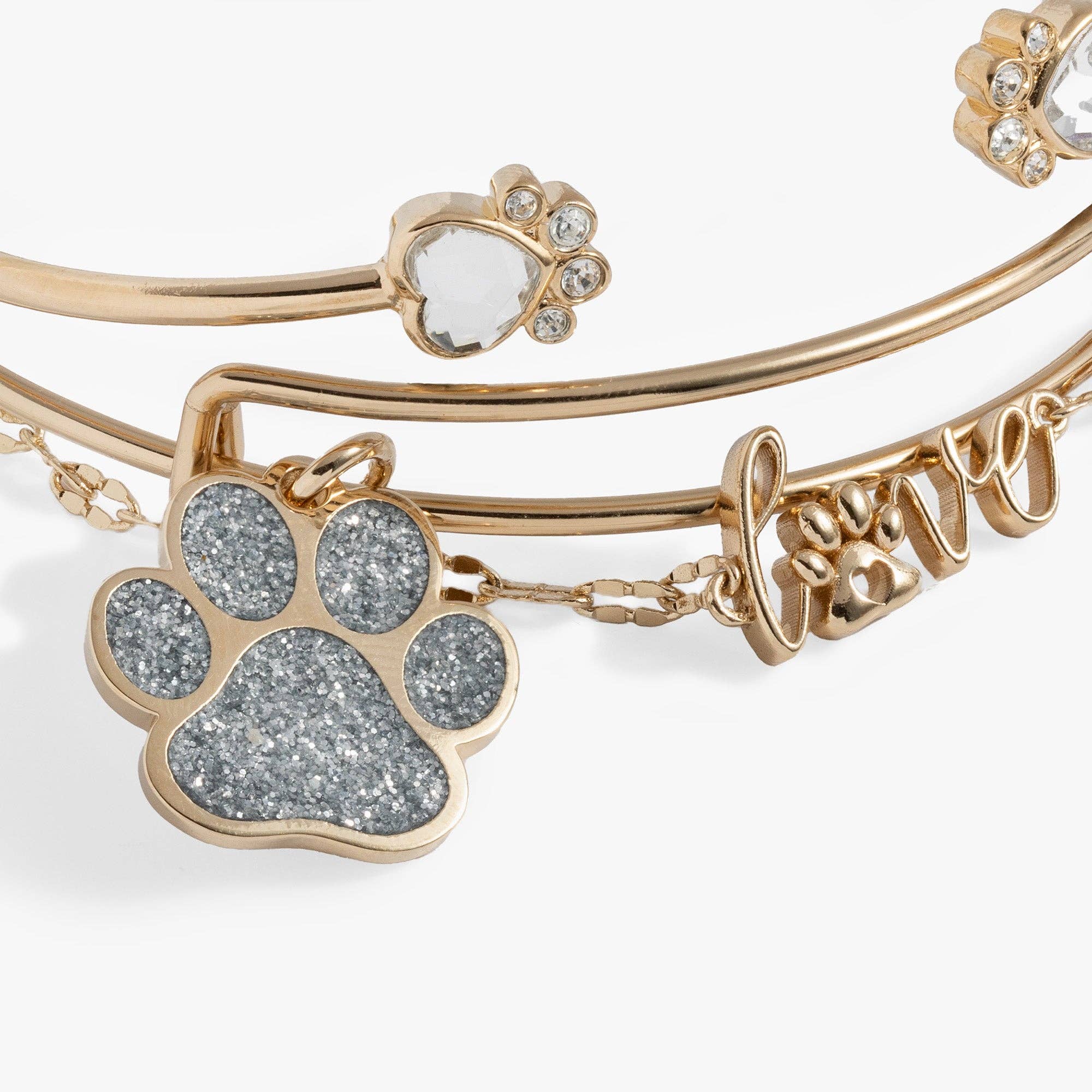 'Paws of Love' Bracelet Set of 3: Gold
