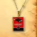 Fahrenheit 451 Book Locket Necklace Literary Gift: Gold Plated
