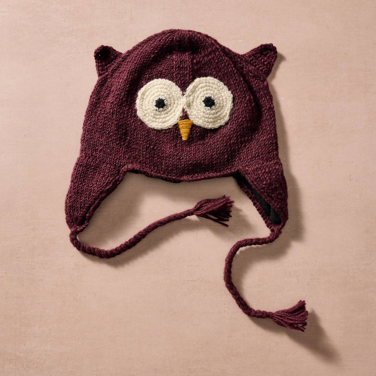 Bina Eggplant Owl Beanie - Adult