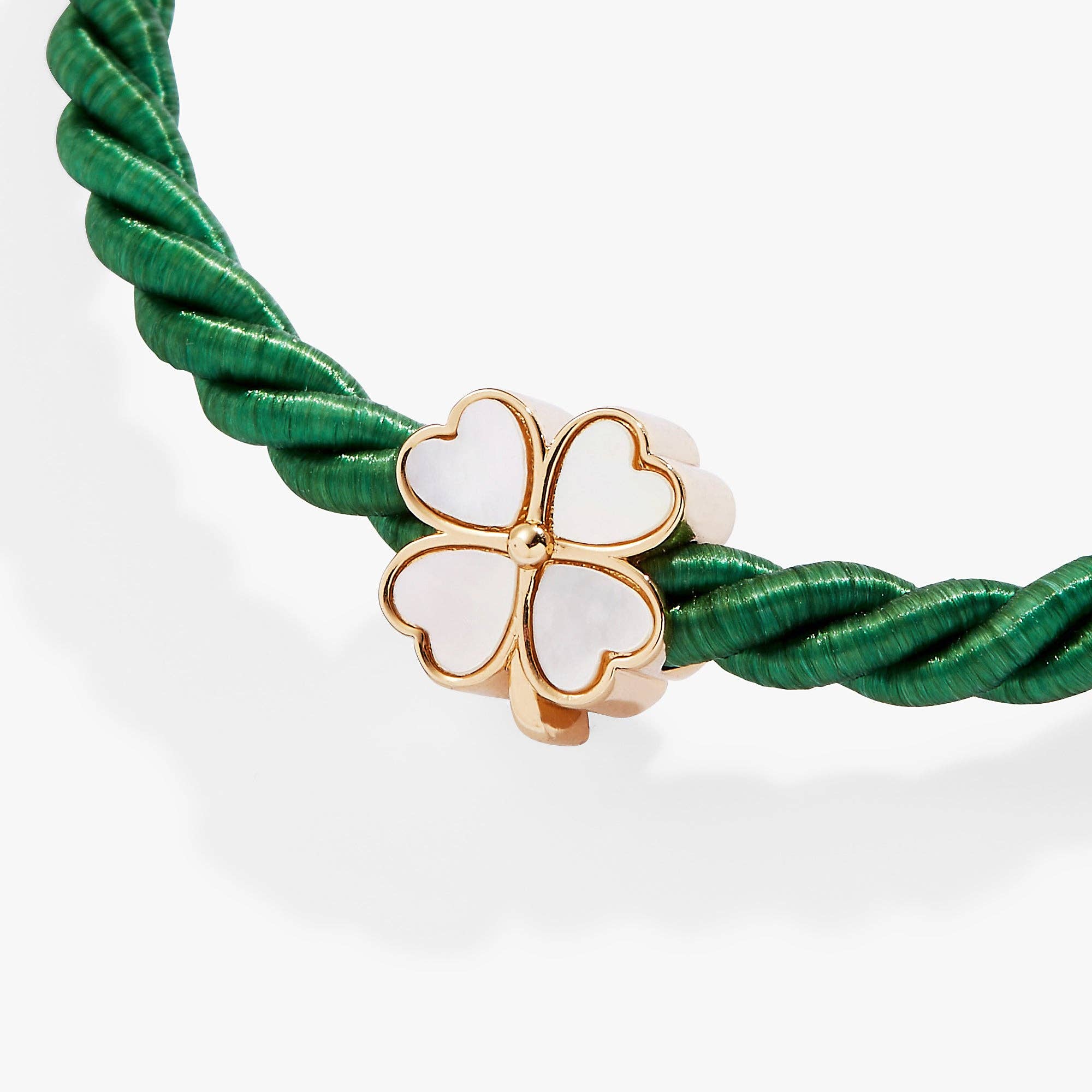 Four Leaf Clover Cord Bracelet: Gold