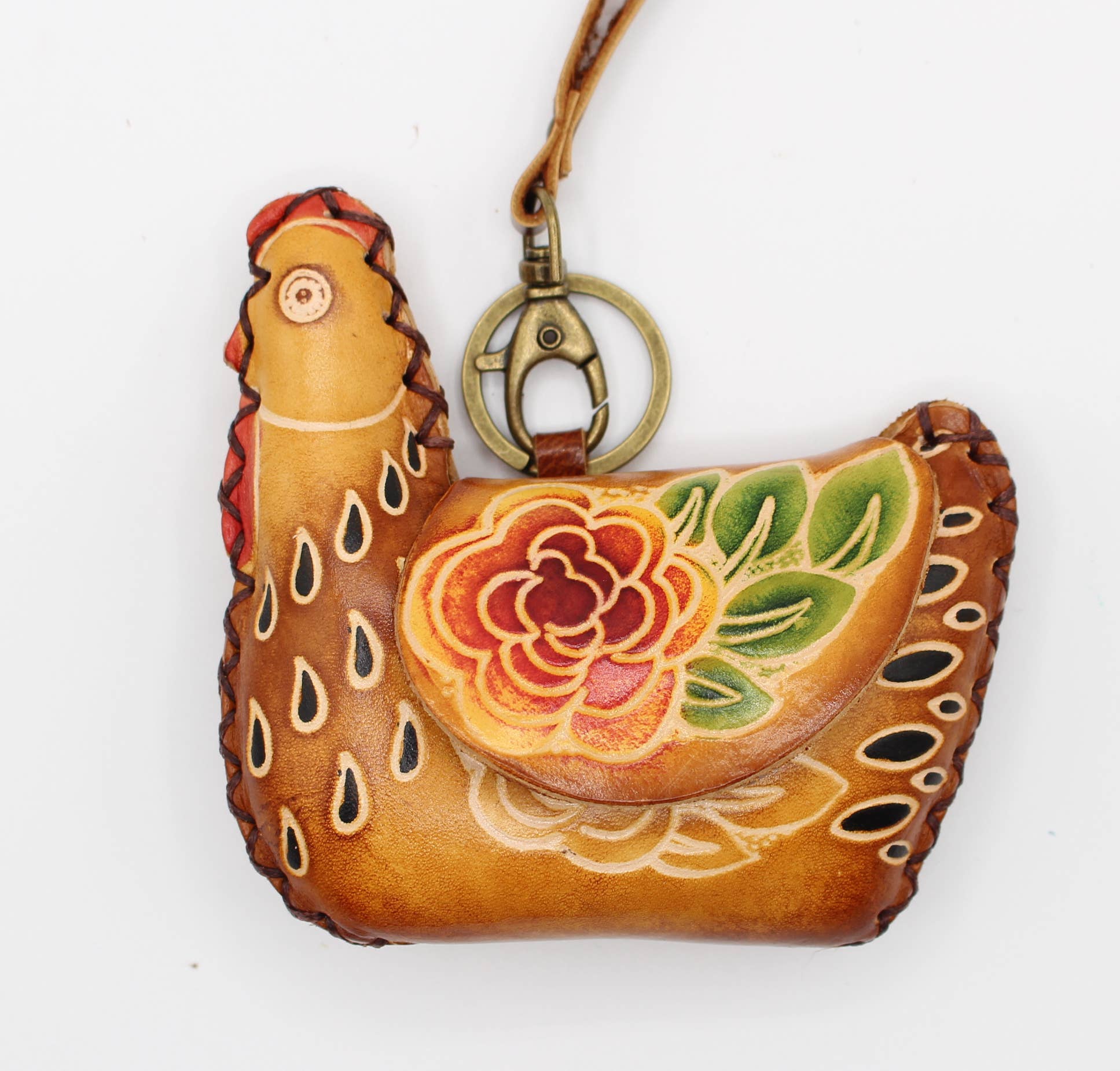 Leather chicken Hen coin purse