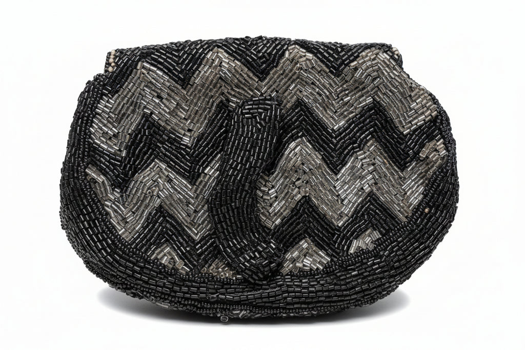 Art Deco Chevron Beaded Wristlet Clutch