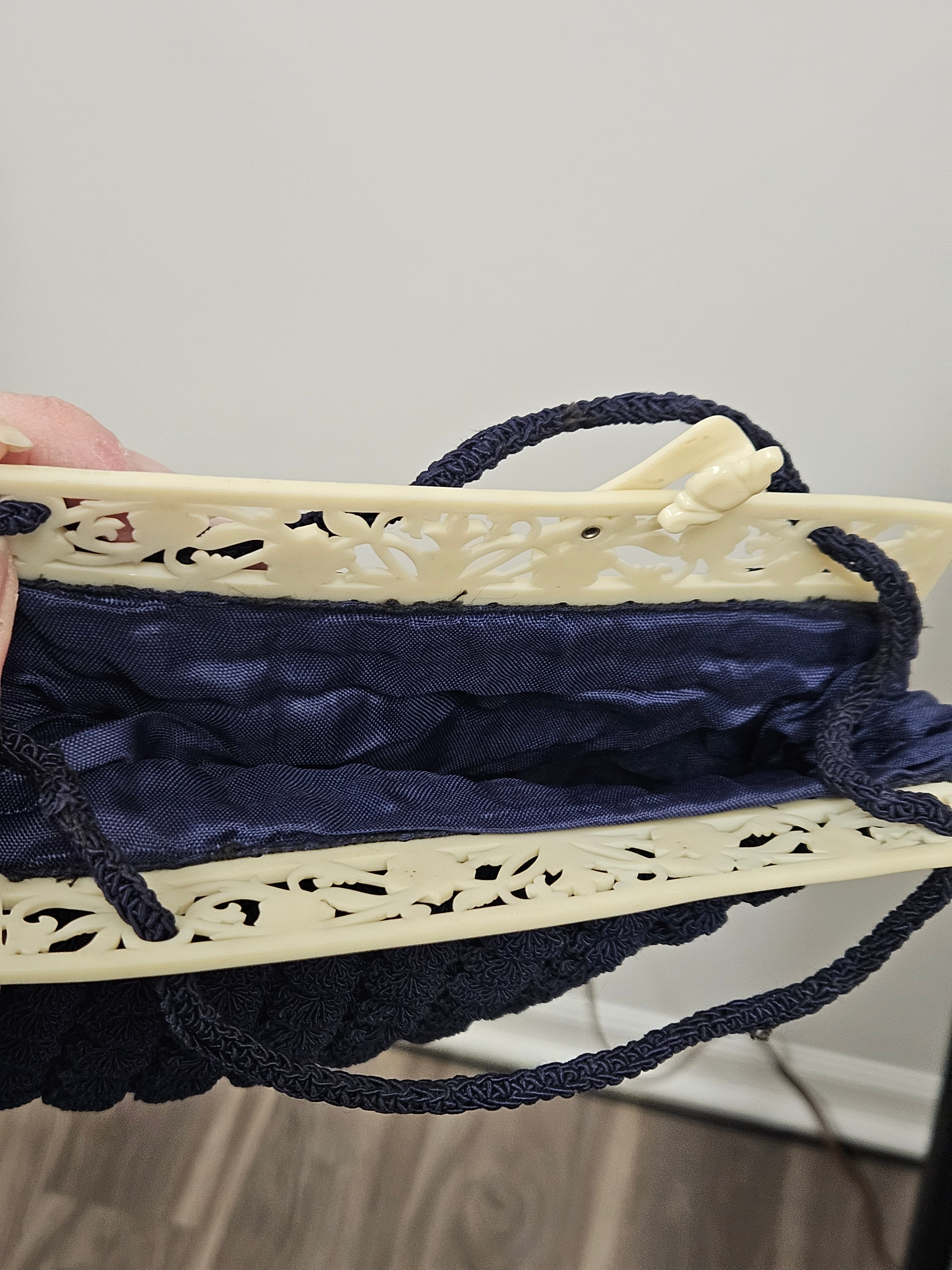 Vintage Navy Popcorn Purse 50's-60's
