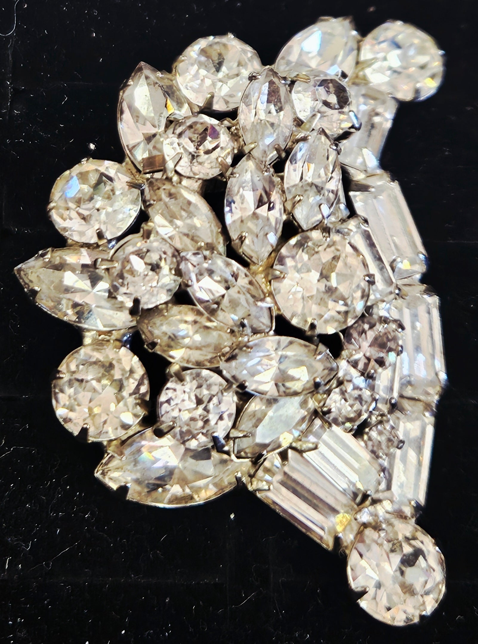 Vintage Weiss Rhodium Plated Rhinestone Brooch & Earring Set The Ultimate Mid-Century Sparkle