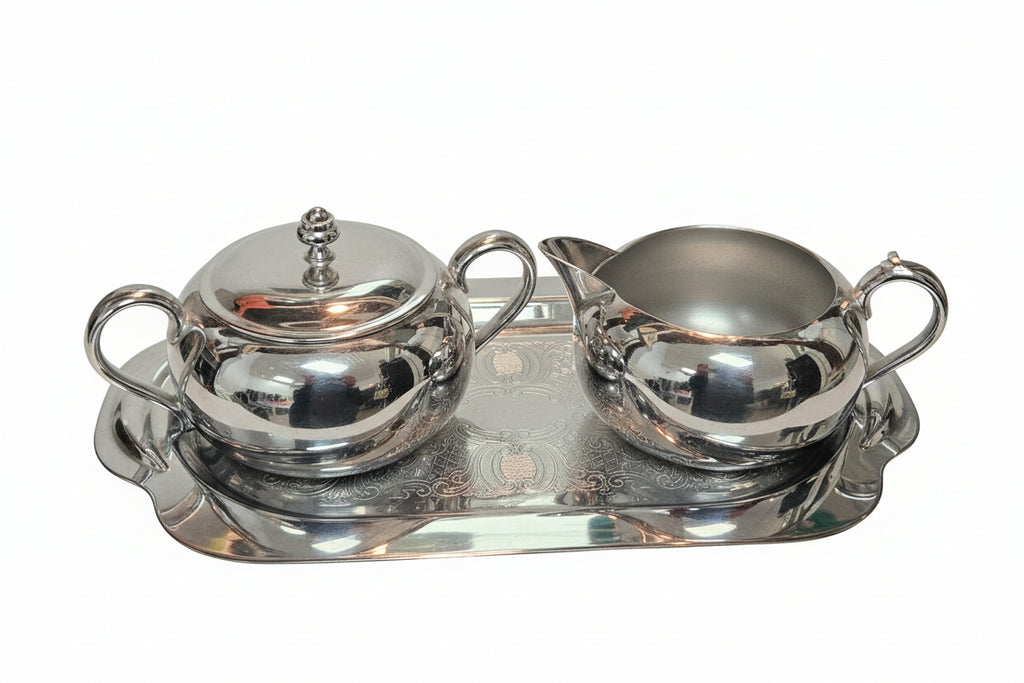 Knickerbocker Silver Co. (KS Inc.) silver Cream/Sugar/tray Set
