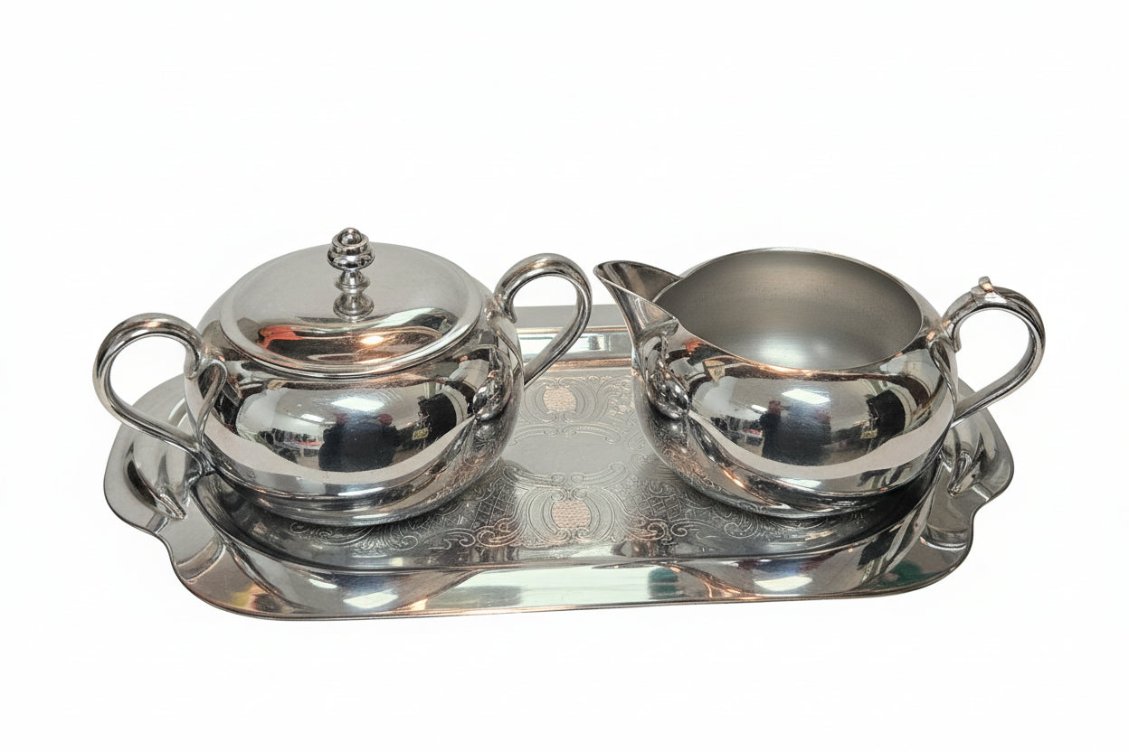 Knickerbocker Silver Co. (KS Inc.) silver Cream/Sugar/tray Set