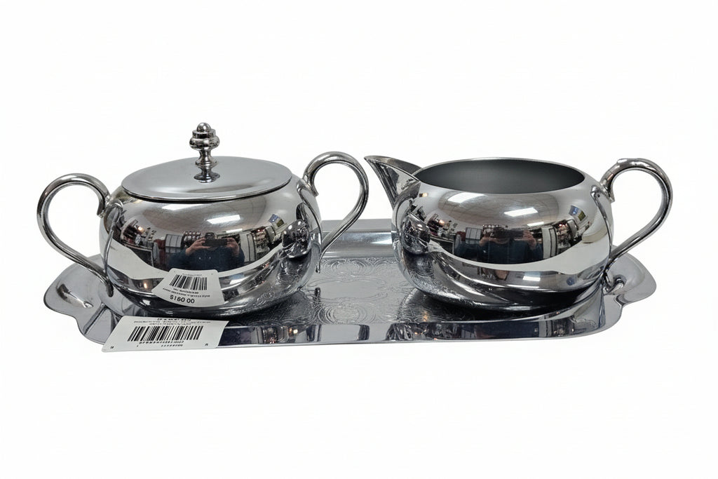 Knickerbocker Silver Co. (KS Inc.) silver Cream/Sugar/tray Set