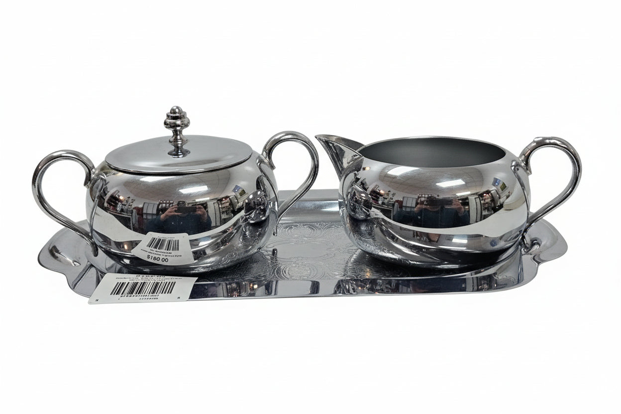 Knickerbocker Silver Co. (KS Inc.) silver Cream/Sugar/tray Set