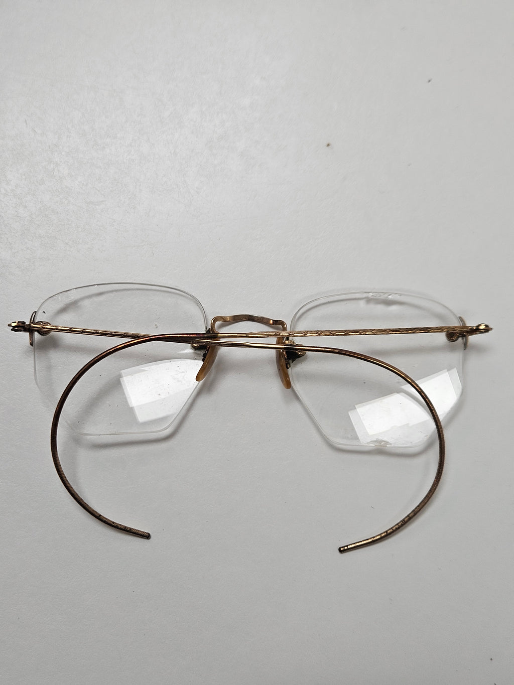Circa 1900 Antique Gold-Filled rimless glasses w/Case
