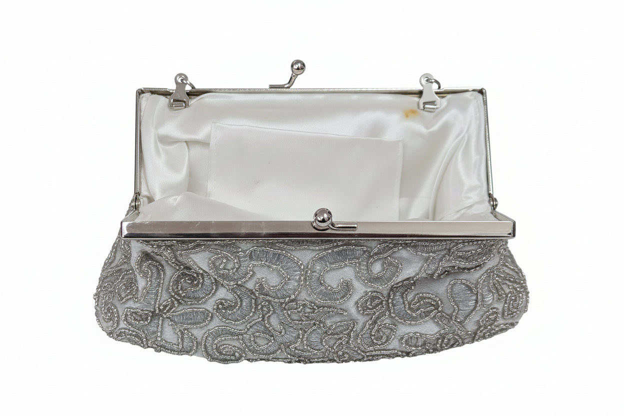 Vintage Silver Beaded Evening Bag