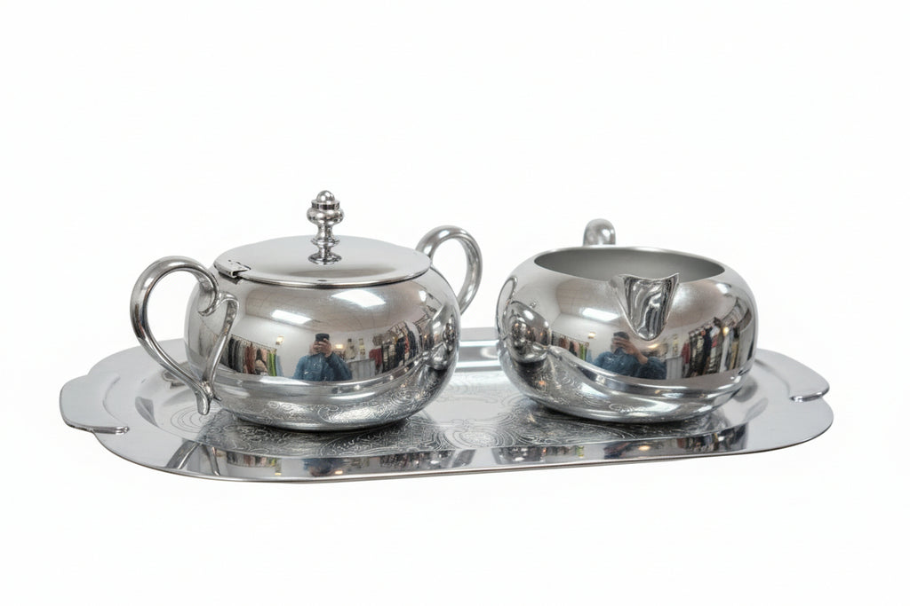 Knickerbocker Silver Co. (KS Inc.) silver Cream/Sugar/tray Set