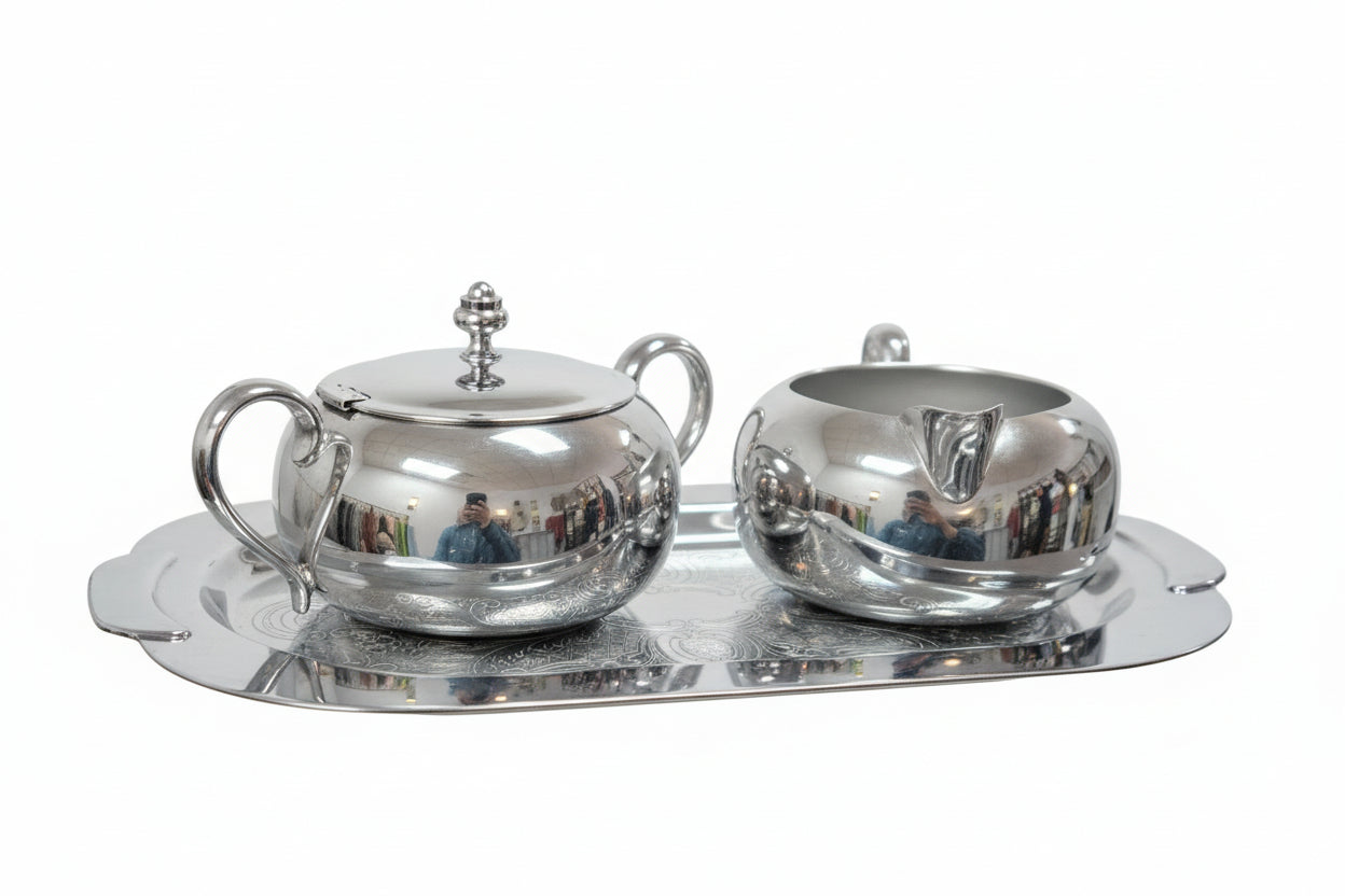 Knickerbocker Silver Co. (KS Inc.) silver Cream/Sugar/tray Set