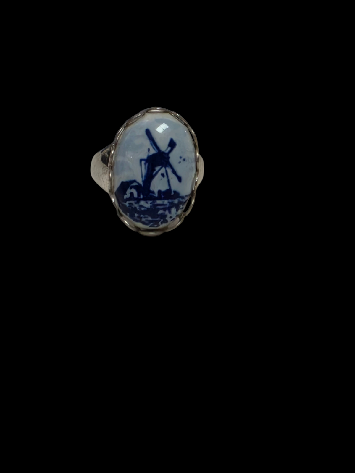 Vintage Uncas Co. Sterling Silver Delft Ring