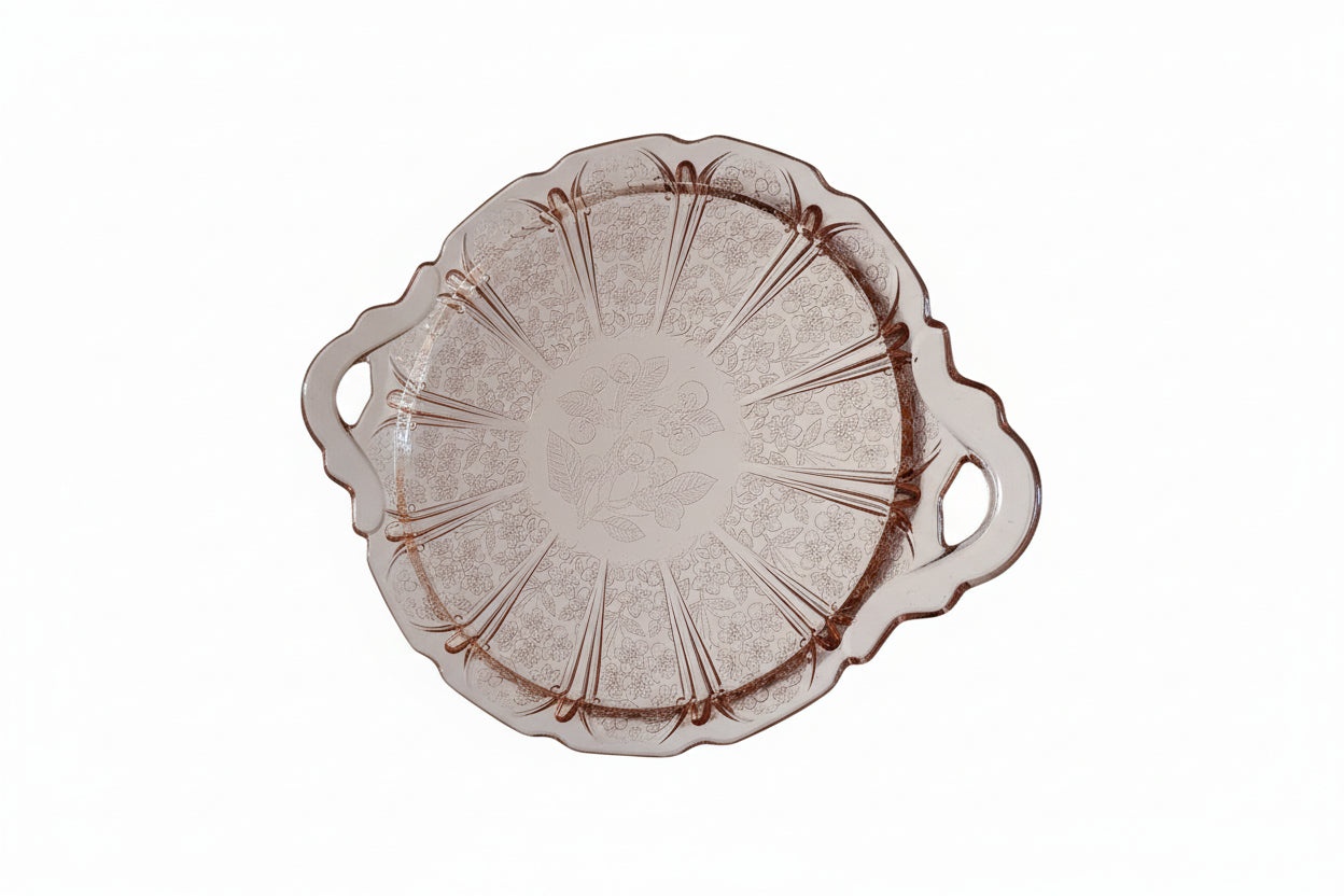 Original 4-2-3 Jeannette "Cherry Blossom" Pink Depression Glass Large Tray
