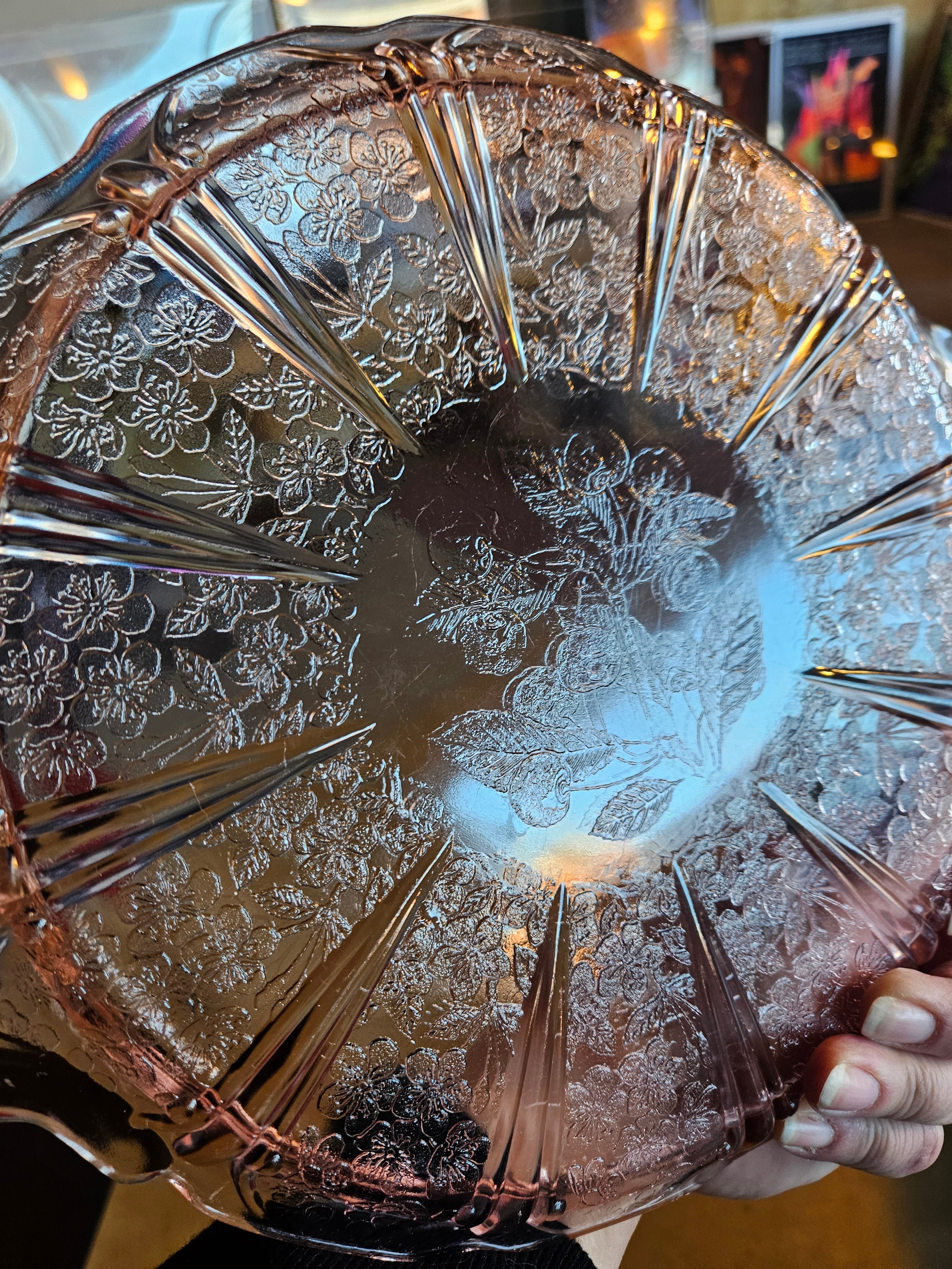 Original 4-2-3 Jeannette "Cherry Blossom" Pink Depression Glass Large Tray