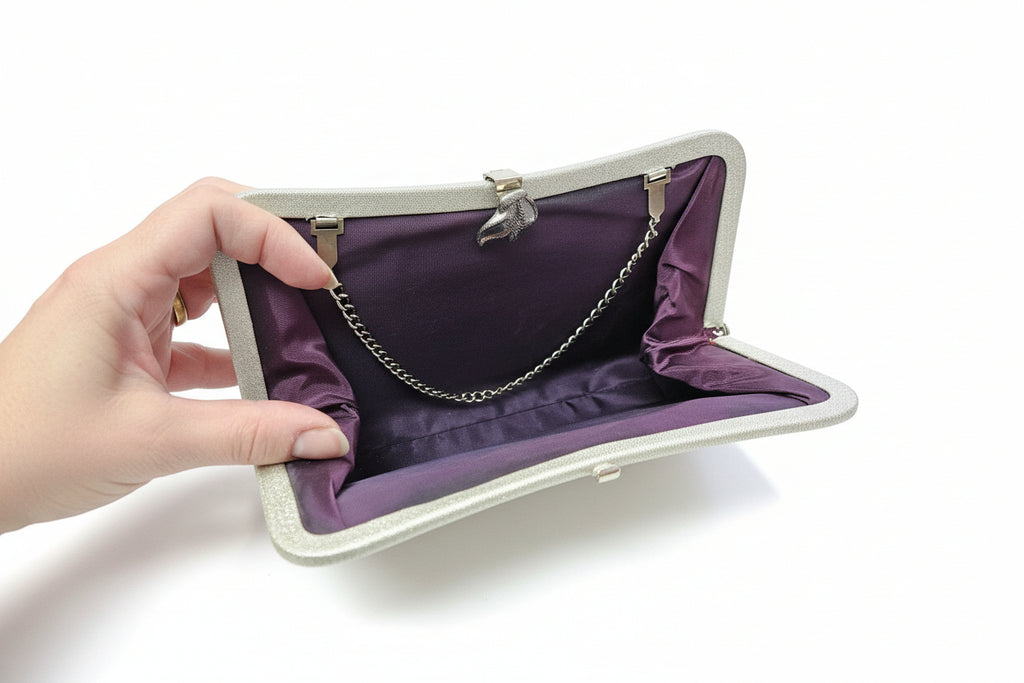 Vintage 1950's Clutch Purse Plum Lined