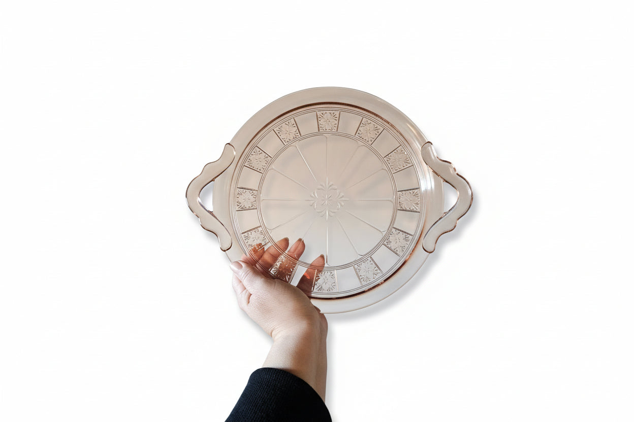 1930's Jeannette Doric Pink Depression Glass Serving Tray