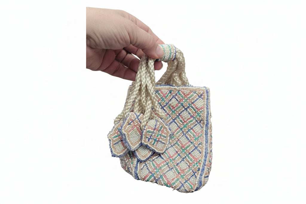 Stunning Vintage Labeled French-Made "Saks Fifth Avenue" Reticule Beaded Purse from the 1920s-1950's
