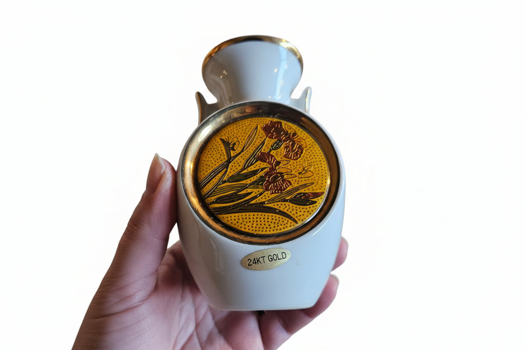 Vintage "Art of Chokin" Japanese Vase w/24k Gold Finish