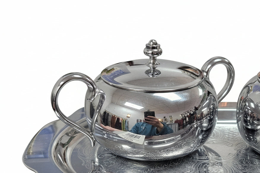 Knickerbocker Silver Co. (KS Inc.) silver Cream/Sugar/tray Set