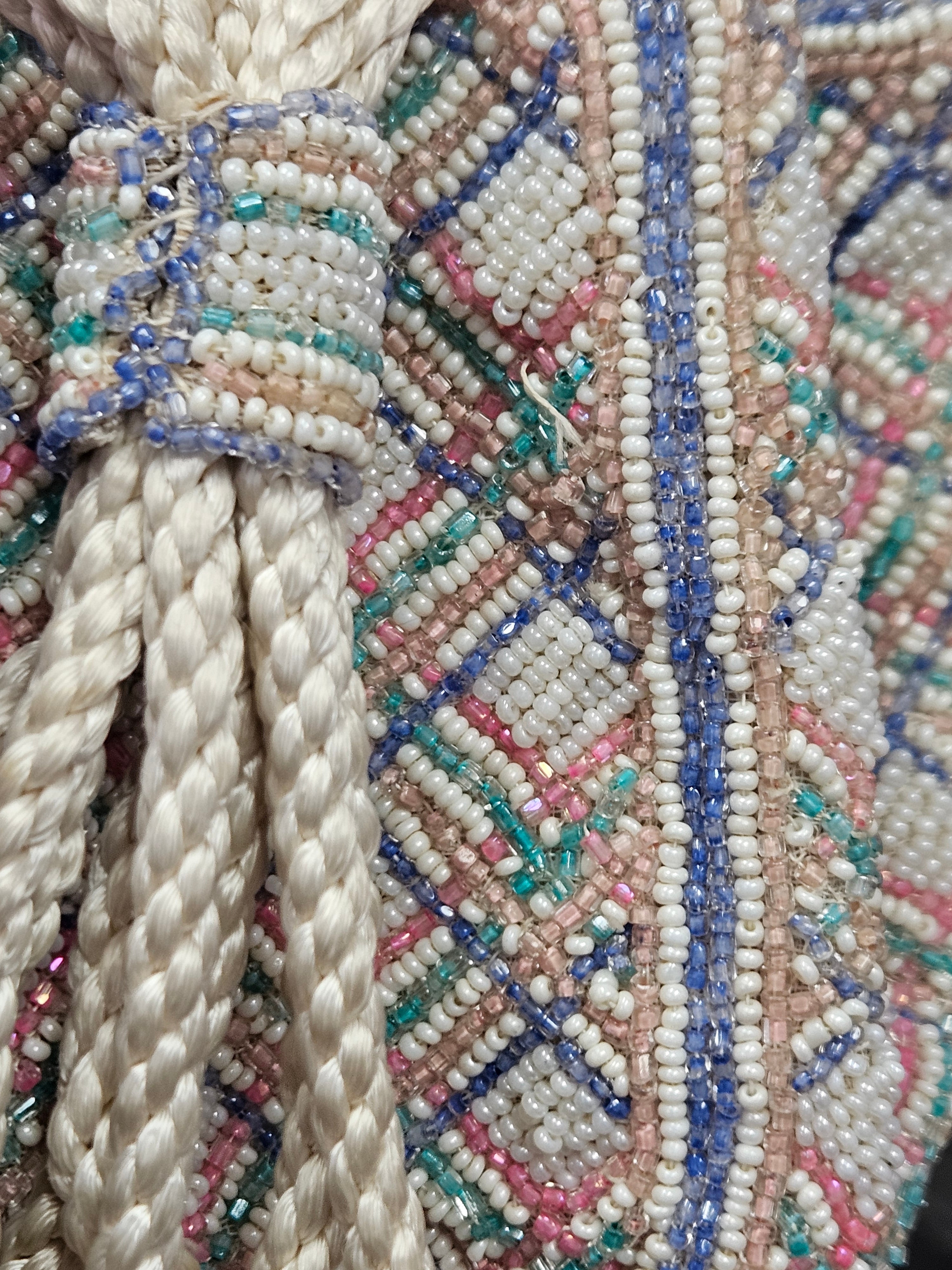 Stunning Vintage Labeled French-Made "Saks Fifth Avenue" Reticule Beaded Purse from the 1920s-1950's