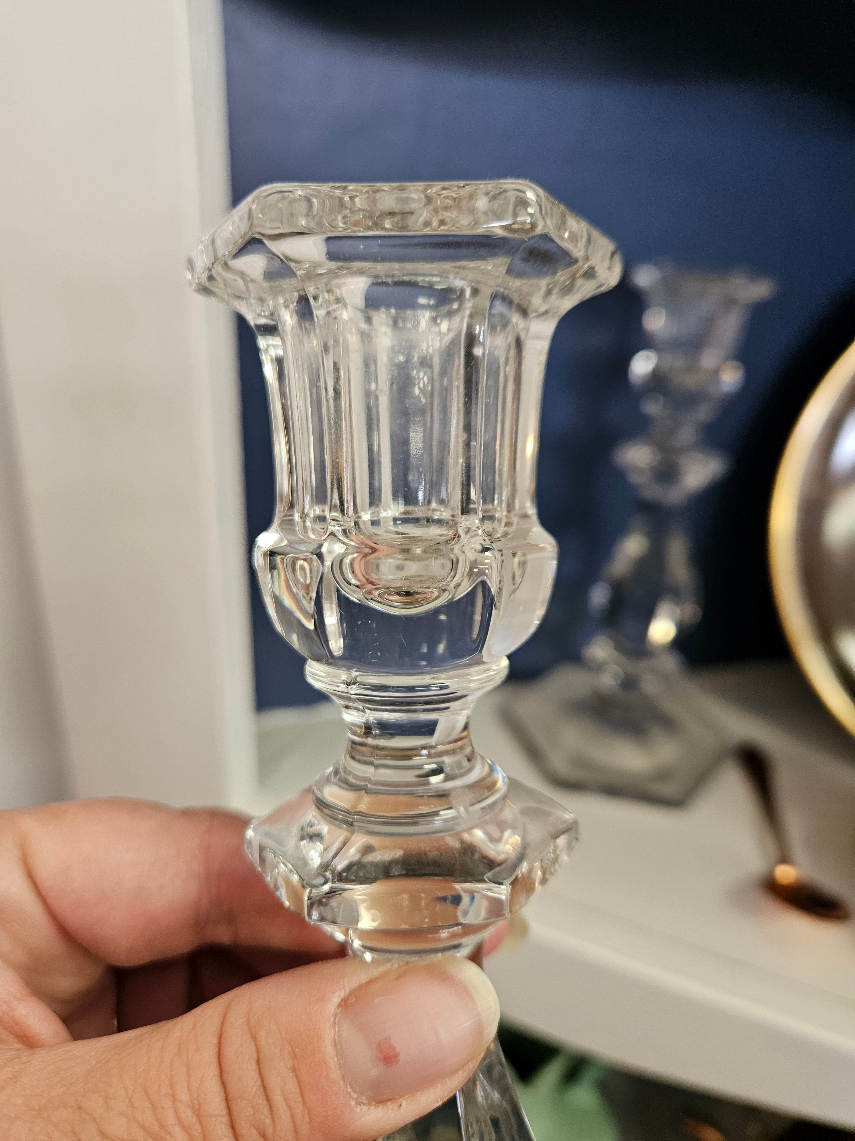 Heisey "Old Williamsburg" Clear Glass Candlesticks 2