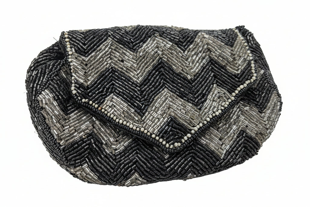 Art Deco Chevron Beaded Wristlet Clutch