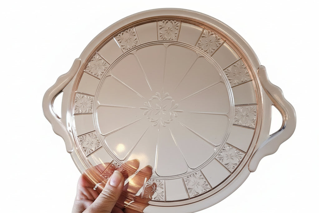 1930's Jeannette Doric Pink Depression Glass Serving Tray